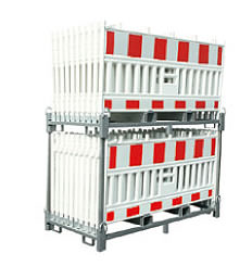Storage and transport rack for portable crash barriers